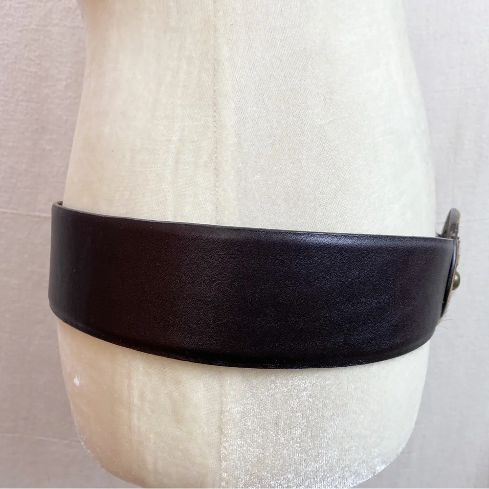 Chico’s Leopard Print Adjustable Leather Belt Hip Waist Belt Size Medium